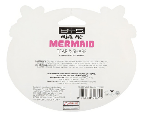 Gloss Para Labios 2 Piezas Bys Mini Me Color Mermaid