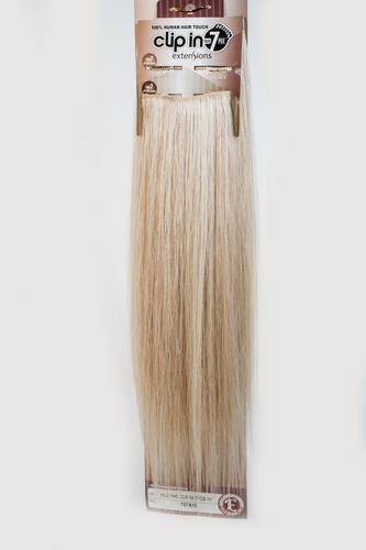 Extension De Cabello Clip In 7 Platino Fibra Natural 22 PuLG