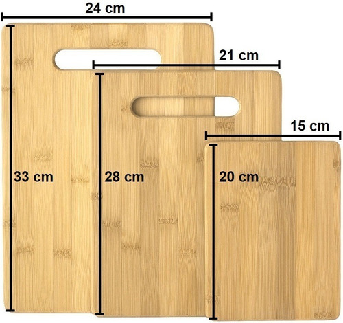 Imagen 2 de 10 de Juego Set 3 Tablas Para Picar Madera Bambu Comida Alimentos