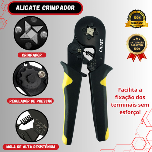 Alicate Crimpar Prensa Terminal Tubular 0,25 Até 10mm Cietec