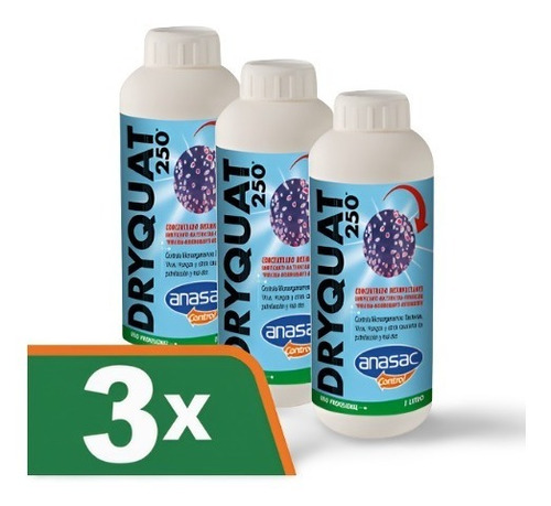 Kit 3 Amonio Cuaternario Dryquat Sanitizante 1 Lt Anasac