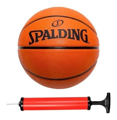 Bola De Basquete Spalding Streetball + Bomba De Ar Cor Laranja