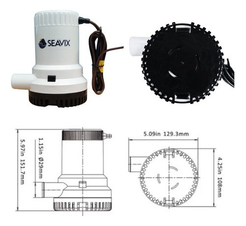 Kit Bomba Seavix 1500gph 12v 8a Com Automático 12v 20a