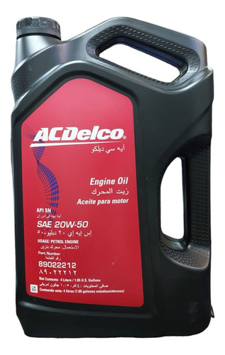 Aceite 20w50 Acdelco 4 Lts Bencinero