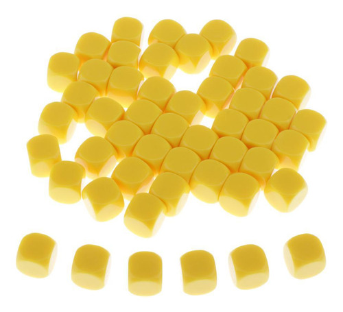 50 Piezas Amarillo En Blanco Dados D6 D&d Rpg Juego De Mesa