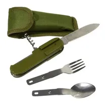 Comprar Cubiertos Camping Cuchillo Cuchara Tenedor Set Con Estuche