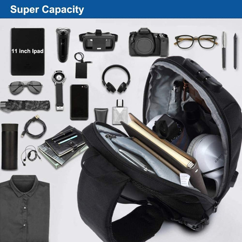 Ozuko Sling Usb Mochila Antirrobo Para Hombre