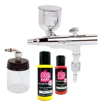 Comprar Aerógrafo Doble Acción 0,5 Copa Frasco Lateral Y 2 Pinturas 