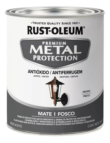 Pintura Antioxido Metal Protection Negro Mate 0,946 Lt