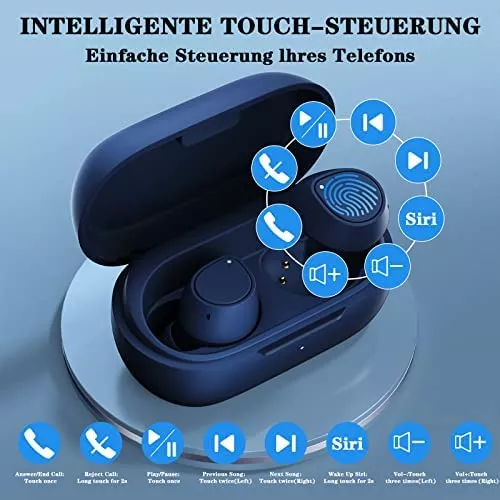 ACAGET Auriculares inalámbricos Bluetooth para iPhone 15 14 Pro Max 13 12  11 XR XS tamaño de bolsillo, auriculares estéreo ligeros con micrófono