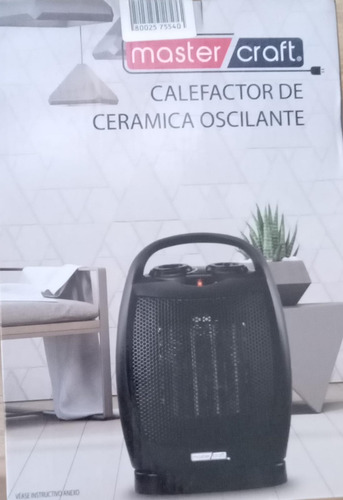 Calefactor Cerámico Con Oscilación Master Craft Color Negro