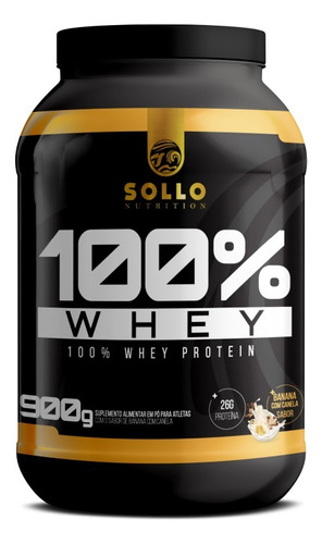 Whey Protein 100% 900g Sollo Nutrition - Sabor Banana Com Canela