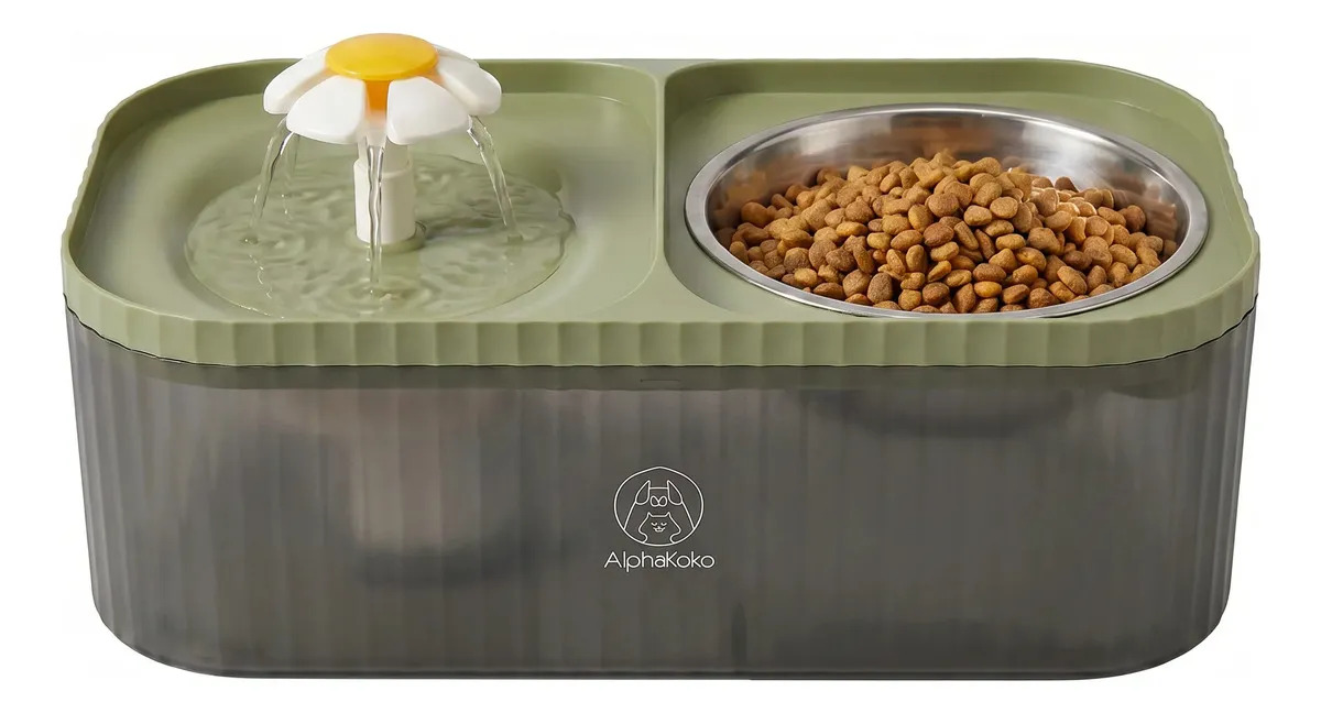 Bebedouro Fonte Agua Automatico Pet 3l Com Comedouro Branco