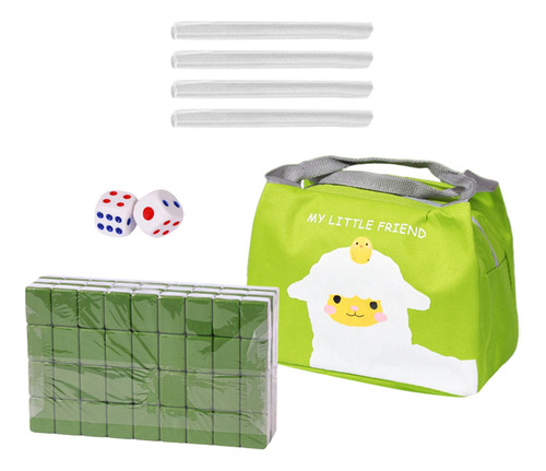 Juego De Mahjong De Viaje Portátil Con Bolsa, Juego Verde