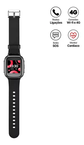 Reloj inteligente para personas mayores con botón de oxímetro Sos Multi  P9202, color de la funda: negro, color de la pulsera: negro