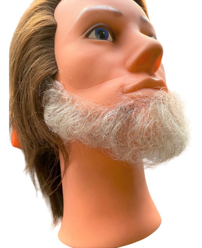Barba Falsa Postiça Grisalha Loira Cabelo Natural + Bigode
