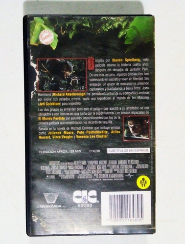 Película Vhs Jurassic Park El Mundo Perdido 1997 (Usado)