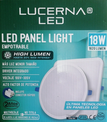 Led Panel Light De 18w 1.620 Lumen De Lucerna Led