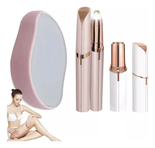 Kit de Depilación Facial y Corporal con Piedra Nano Cristal y Perfilador de Cejas