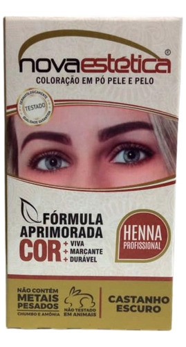 Kit Henna P/ Sobrancelhas Nova Estética Castanho Escuro