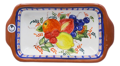 Cacerola Arcilla Portuguesa Pintada Mano Terracota Fruta