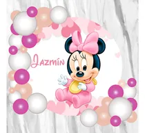 Comprar Fondo Banner Candy Bar Circular Minnie Mouse Bebe 100x100cm