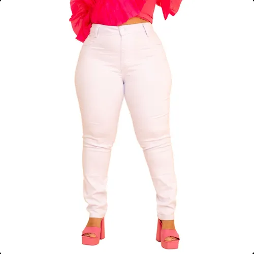 Calça branca feminina cintura alta best sale mercado livre