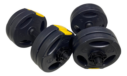 Kit Halteres Peso Musculação Ajustável Halter Até 30kg Cor Preto