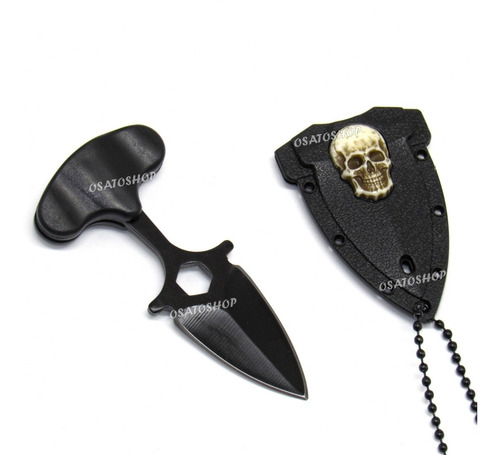 Mini Faca Push T Dagger Fulltang Caveira Na Bainha