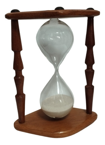 Reloj De Arena Madera Y Vidrio 5 Minutos Mide 15 Cm Alto 