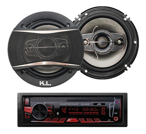 Combo Radio Para Carro Usb Bluetooth + Parlantes Kl Audio 6 