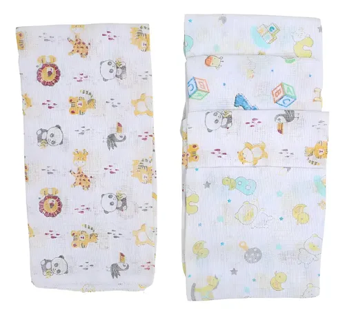 Kit 10 Pano De Boca Fraldinha Luxo Estampada 35x35cm Promo