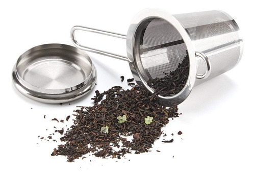 . Filtro De Té De Acero Inoxidable Con Tapa, Colador De Té
