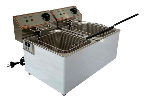 Freidora Eléctrica Doble Moretti 16 Lts Fryer 8+8 Acero Inox