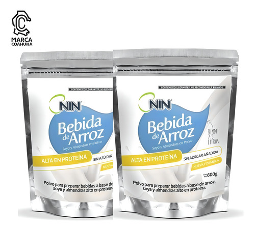 2 Pz Bebida Arroz, Soya Y Almendras Alta Proteína 200 G Nin