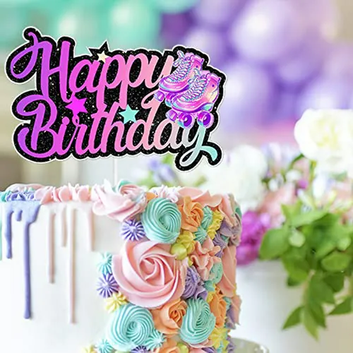 Decoración Tarta Patines De Ruedas Niños Cumpleaños Retro Hi