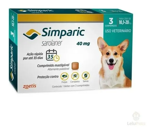 comprar Simparic  Antipulgas De 10,1kg A 20kg 3\u002Fcomp 
