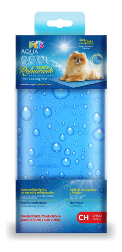 Tapete Refrescante Para Perro Chico Aqua Cool Fancy Pets Color Azul Diseño Gotas