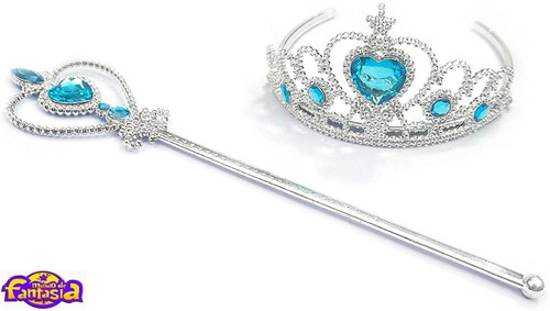 Imagem 2 de 10 de Kit Frozen Elsa Festa Acessórios C/ Coroa, Trança E Varinha