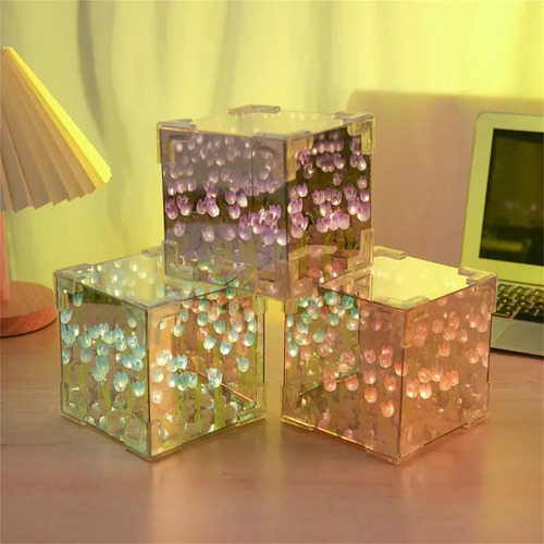 Tulipán Espejo Luz De Noche,diy Tulipán Flor Lámpara Led