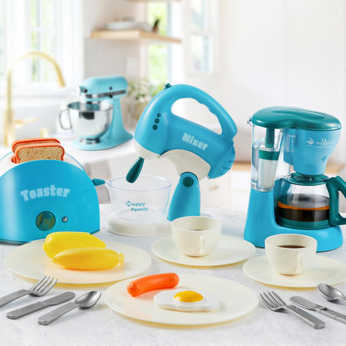 Juego De Cocina Con Electrodomésticos Y Luces, Azul