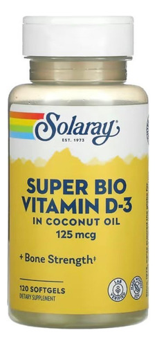 Vitamina D3 Súper Bio En Aceite De Coco Solaray 5000 Ui
