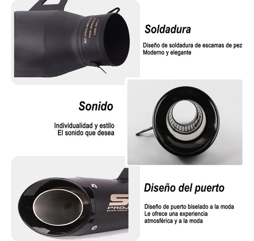 Silenciador De Tubo De Escape De 38-51mm Para Motocicleta