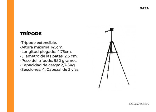 Tripode Camara Filmadora Fotografia Video 1.45mts Reforzado