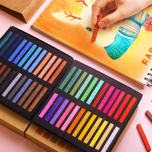 Juego De 48 Colores Pastel Cuadrados, Pastel Suave Y Seco