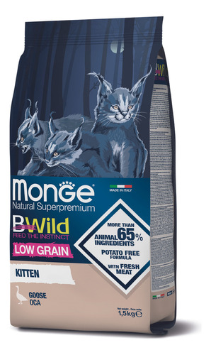 Monge Bwild Low Grain gato cachorro sabor ganso 1.5kg