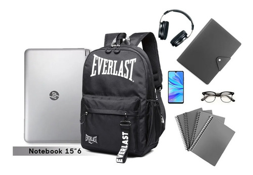 Imagen 5 de 10 de Mochila Everlast Porta Notebook Urbana Reforzada 100% Original Deportiva Escolar Gimnasio Gym Unisex
