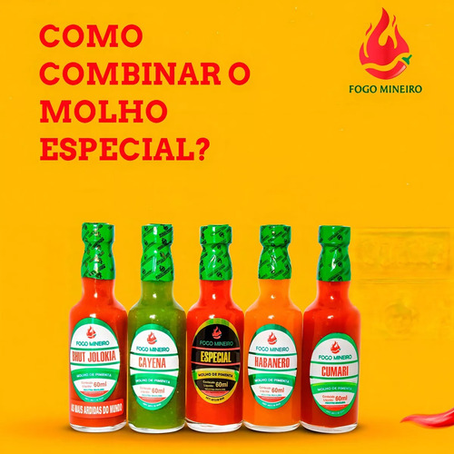Molho Pimentas Combo 5 Bhut Jolokia Cayena Habanero Cumari
