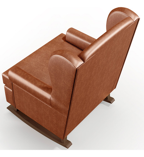 Kit 2 Poltronas De Amamentação Com Balanço Malu Base De Madeira P02 Couríssimo Camel