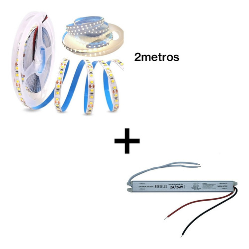 Fita Led Para Espelho 2 Metros C/dupla Face + Fonte Bivolt Cor da luz Branco-quente Tensão de operação 12V 12V